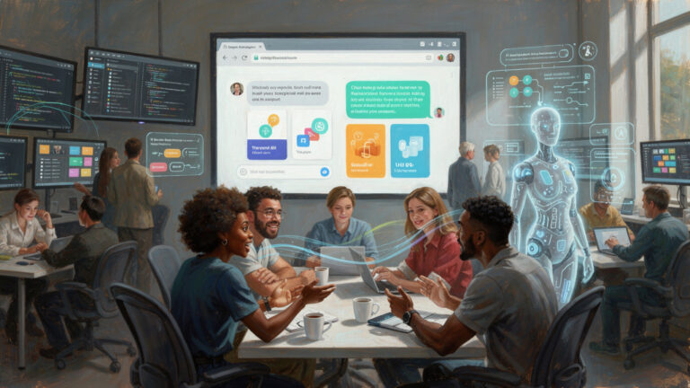 Featured image for I built a demo of what AI chat will look like when it's "free" and ad-supported. Style: editorial_painting.