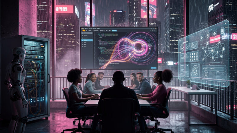Featured image for Cloudflare Tunnels gave my home lab a public URL without opening a single port. Style: cyberpunk.