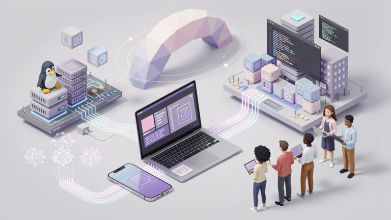 Featured image for Someone is Bringing Fedora Linux to Phones (And It’s Not Red Hat). Style: isometric.