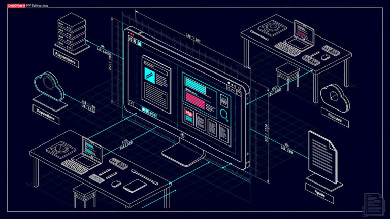 Featured image for OnlyOffice 9.3 Brings Pro Level PDF Editing to Linux. Style: blueprint.