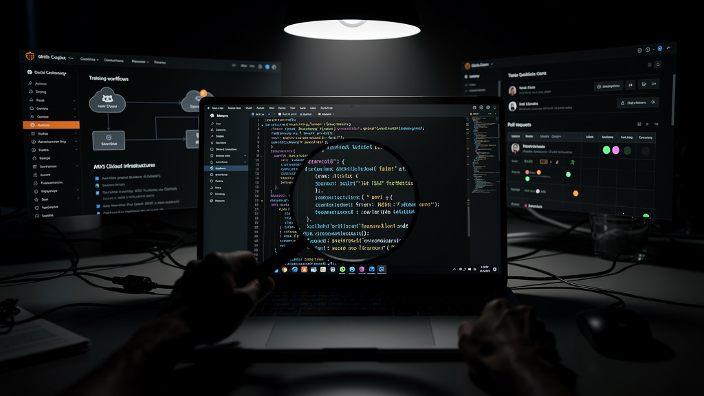 Featured image for GitHub Copilot Dev Days: Learn AI-Assisted Coding In Person. Style: dark_moody.