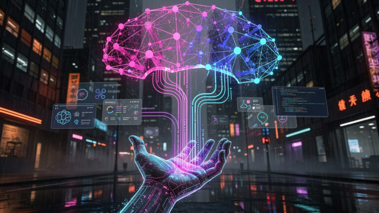 Featured image for From Idea to Pull Request: A Practical Guide to GitHub Copilot CLI. Style: cyberpunk.