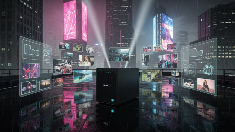 Featured image for Your NAS Can Edit Photos Now and It Never Phones Home. Style: cyberpunk.