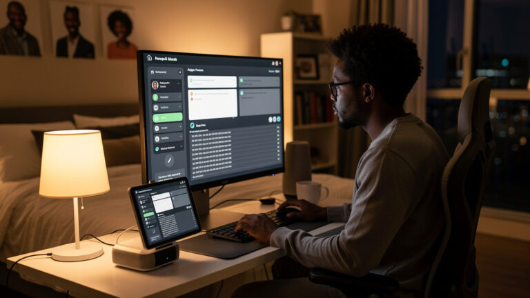 Featured image for I built a bedside AI assistant that reads me the news without touching the cloud. Style: concrete_people_editorial_ai_agent_workflow.