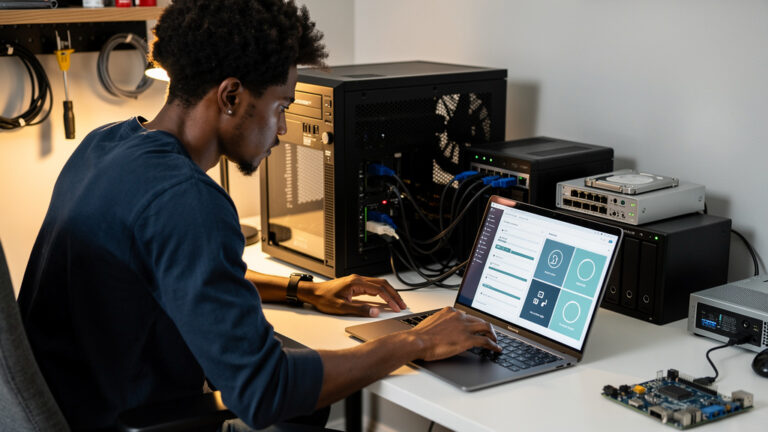 Featured image for Turn a Windows laptop into the backup router you already own. Style: topic-grounded-v5-people-first-logo-safe_featured_infrastructure_workflow.