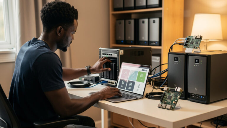 Featured image for Move your DNS resolution off your ISP and onto your Asustor NAS. Style: topic-grounded-v5-people-first-logo-safe_featured_infrastructure_workflow.