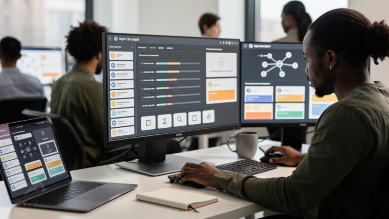 Featured image for Who owns AI-written code when no human typed the lines. Style: topic-grounded-v5-people-first-logo-safe_featured_ai_agent_workflow.