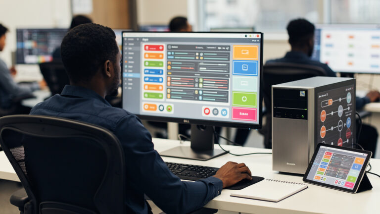 Featured image for openJiuwen ships a real multi-agent framework for HarmonyOS. Style: topic-grounded-v5-people-first-logo-safe_featured_ai_agent_workflow.