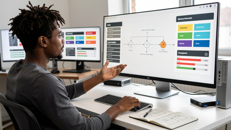 Featured image for The five MySQL questions that actually trip people up. Style: topic-grounded-v5-people-first-logo-safe_featured_database_workflow.