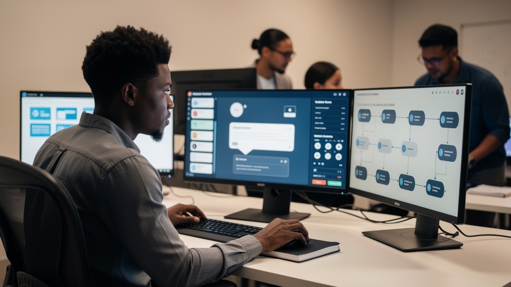 Featured image for Siemens spent ten years before publishing their design system. Style: topic-grounded-v5-people-first-logo-safe_featured_ai_agent_workflow.