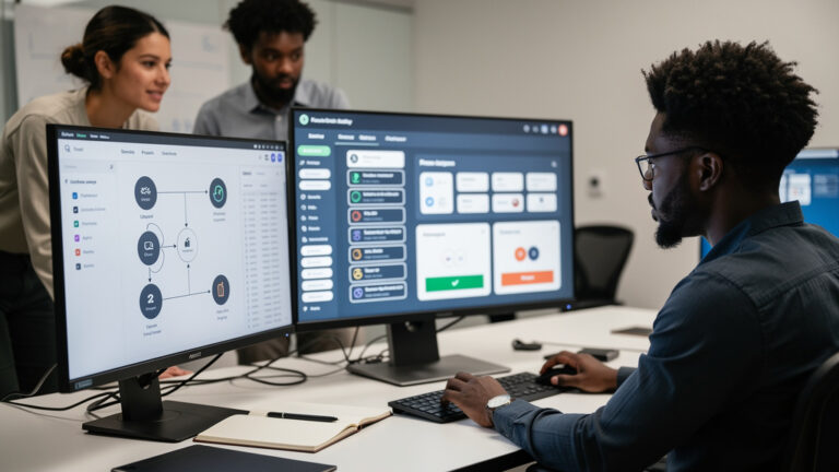 Featured image for Why your LLM benchmark score is lying to you about production. Style: topic-grounded-v5-people-first-logo-safe_featured_ai_agent_workflow.