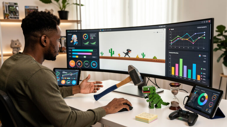 Featured image for Why the Chrome dinosaur game gets more addictive every year. Style: topic-grounded-v5-people-first-logo-safe_featured_general_article_workflow.