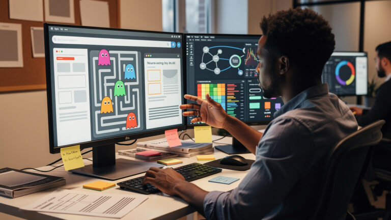 Featured image for google pac-man ghost ai is two smart and two chaotic on purpose. Style: topic-grounded-v5-people-first-logo-safe_featured_general_article_workflow.