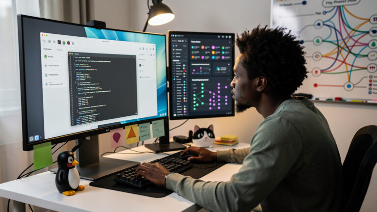 Featured image for Why Boring Desktop Linux Distros Outlive The Flashy Ones. Style: topic-grounded-v5-people-first-logo-safe_featured_general_article_workflow.