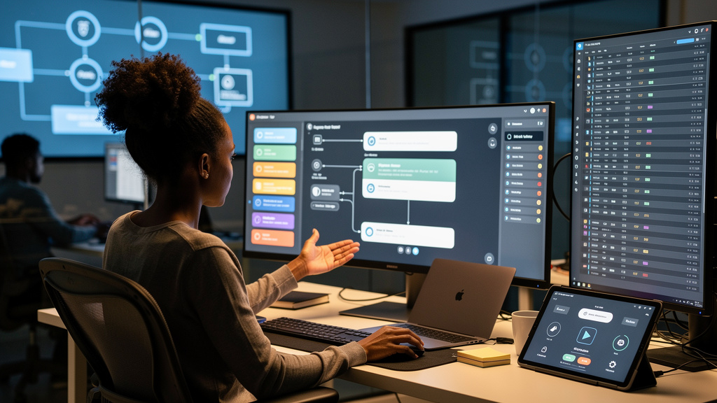 Featured image for The four-layer architecture behind a fast huge PR view. Style: topic-grounded-v5-people-first-logo-safe_featured_ai_agent_workflow.