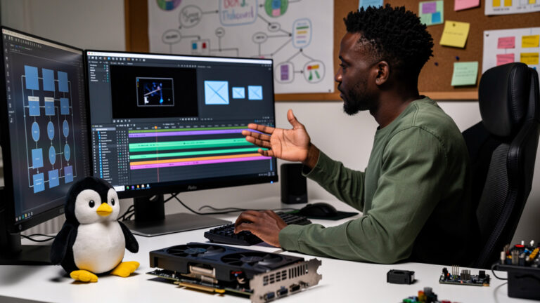 Featured image for Shotcut 26.9 makes H.265 exports on Linux actually use your GPU. Style: topic-grounded-v5-people-first-logo-safe_featured_general_article_workflow.