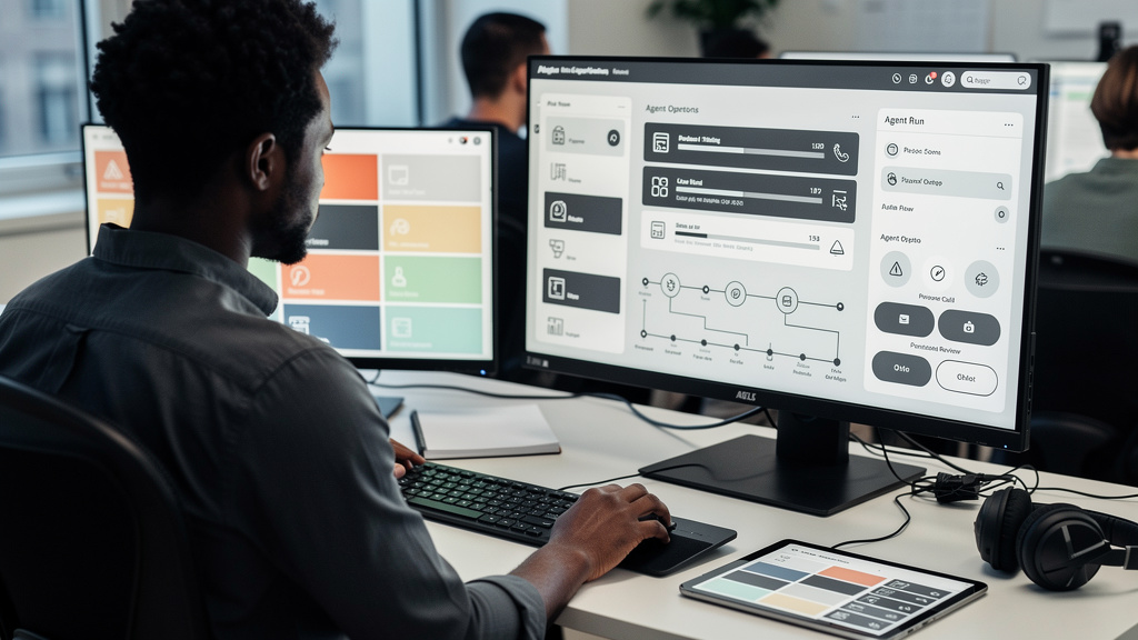 Featured image for Two doors, one brain: picking the right Claude Code surface. Style: topic-grounded-v5-people-first-logo-safe_featured_ai_agent_workflow.
